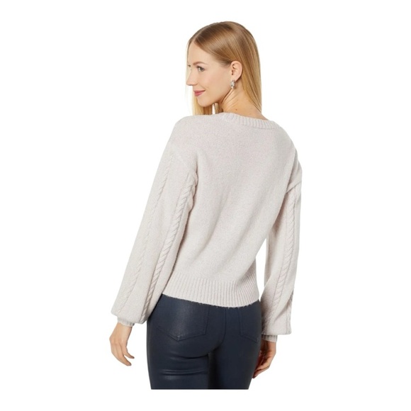 Paige Sofia Wool Blend Metallic Cardigan in light grey in NWOT - Picture 2 of 9